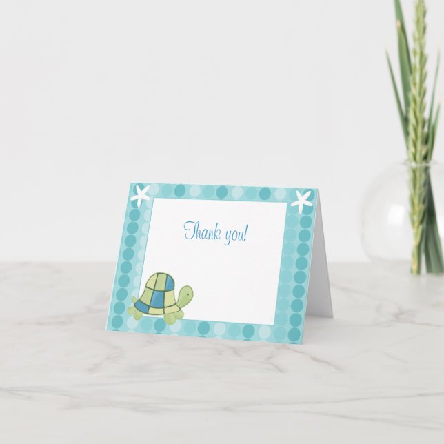 Modern Blue Turtle Bay Note Card Thank you note (Front)