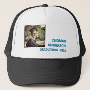 Modern Blue Typography and Photo Gratuation Trucker Hat