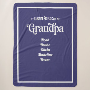 Modern Blue Typography Favourite Grandpa Sherpa Blanket