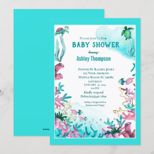 Modern Blue Under the Sea Baby Shower Invitation