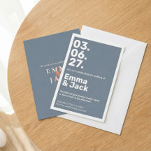 Modern Blue Vertical Date Wedding