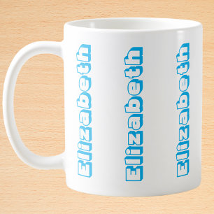 Modern Blue Vertical Name Personalized Coffee Mug