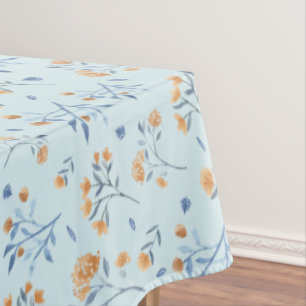 Modern Blue Vintage Wildflower Pattern   Tablecloth