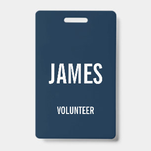 Modern Blue Volunteer Name Event Information Badge