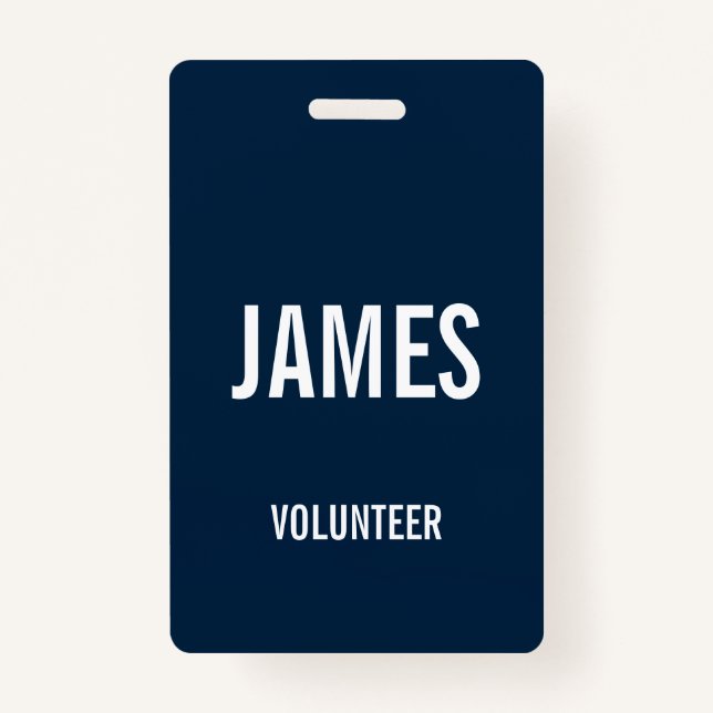 Modern Blue Volunteer Name Event Information Badge (Front)
