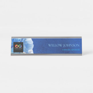 Modern Blue Water Audit Firm Custom Logo Desk  Name Plate