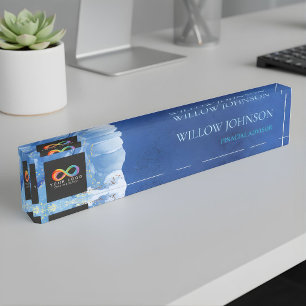 Modern Blue Water Audit Firm Custom Logo Desk  Nameplate