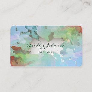 Modern Blue Watercolor  Abstract Elegant Cool Business Card