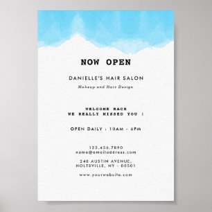 Modern Blue Watercolor Fashion Business Poster