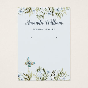Modern Blue watercolor floral earring display card