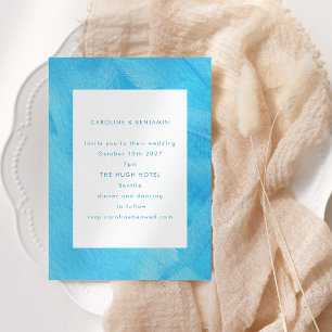 Modern Blue Watercolor Minimal Elegant Wedding Invitation