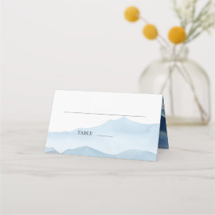 Modern Blue Watercolor Wedding Place Card