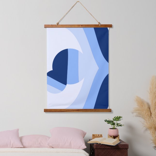 Modern Blue Wave Ball Abstract Art Hanging Tapestry (Bedroom)