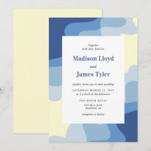 Modern Blue Wavy Coastal Wedding