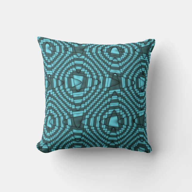 Modern Blue Weave Zig Zag Pattern Pillow (Front)