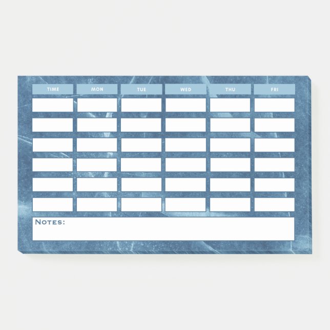 Modern Blue Weekly Schedule School Timetable Post-it Notes (Front)
