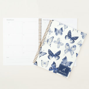 Modern Blue & White Butterfly  Planner