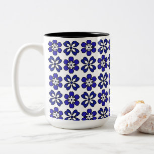 Modern Blue & White Flowers Mug