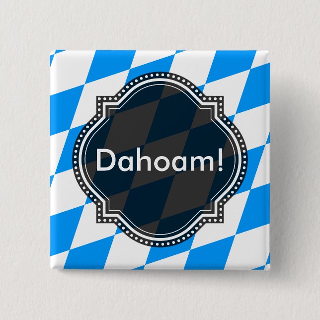 Modern Blue White Fresh Bavaria Pattern 2 Inch Square Button (Front)