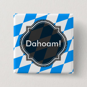 Modern Blue White Fresh Bavaria Pattern 2 Inch Square Button