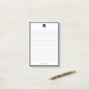 Modern Blue White Gold with Business Logo Post-it Notes