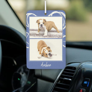 Modern Blue & White Pet Dog Photo Collage  Air Freshener