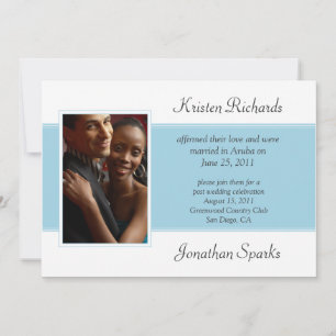 Modern Blue White Photo Post Wedding Celebration Invitation