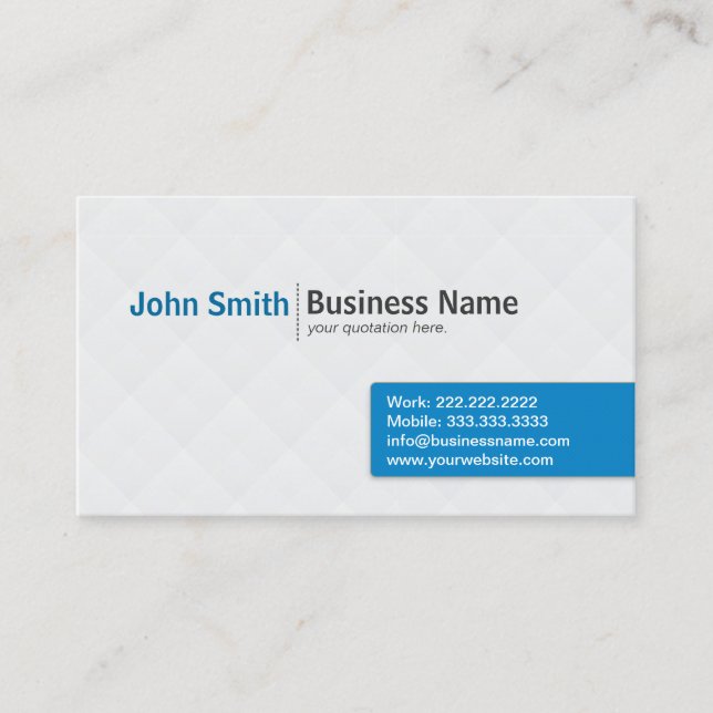 Modern Blue & White Professional Business Card (Front)