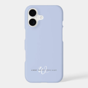 Modern Blue White Script Monogram
