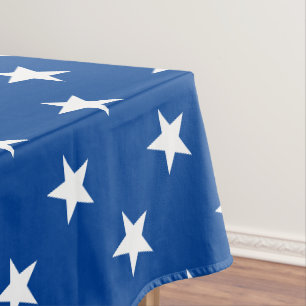 Modern blue & white stars graphic pattern fun tablecloth