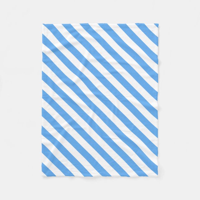 Modern Blue White Striped Elegant Template Fleece Blanket (Front)