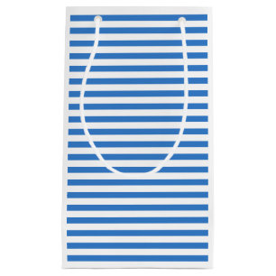 Modern Blue White Striped Elegant Trendy Template Small Gift Bag