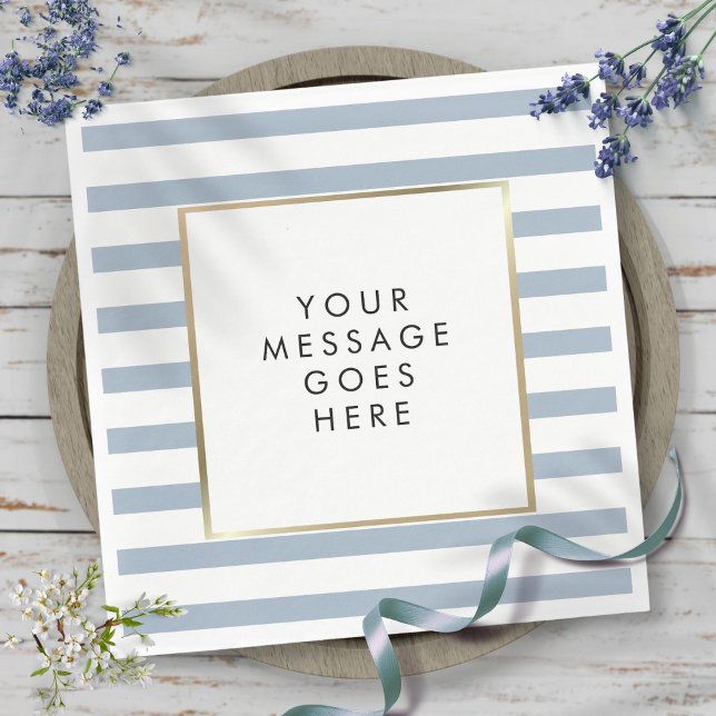 Modern Blue White Striped Faux Gold Foil Napkin (Modern Blue White Striped Faux Gold Foil Napkins)