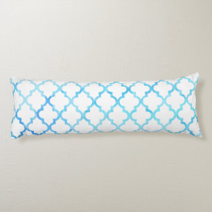 Modern blue white watercolor quatrefoil pattern bo body pillow