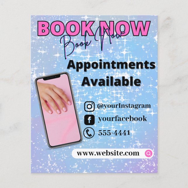 modern blue with sparkle book now small business  flyer (Front)