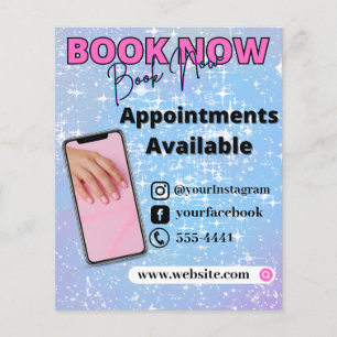 modern blue with sparkle book now small business flyer
