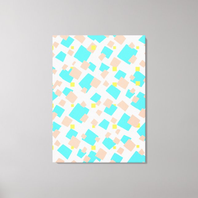 Modern Blue Yellow Brown Square Abstract Art Canvas Print (Front)