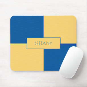 Modern Blue & Yellow Chequered Mouse Pad