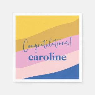 Modern Blue Yellow Custom Congratulations Graduate Napkin