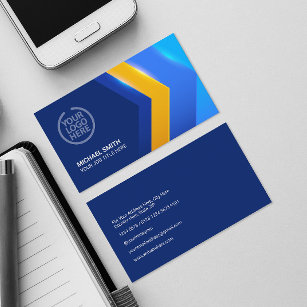 Modern Blue Yellow Geometric Shape Professional Business Card