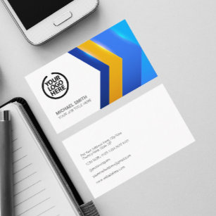 Modern Blue Yellow Geometric Shape Professional Business Card