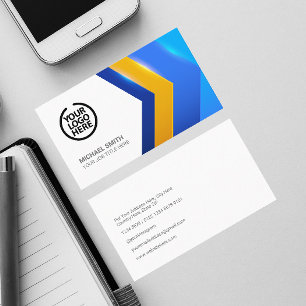 Modern Blue Yellow Geometric Shape Professional Business Card