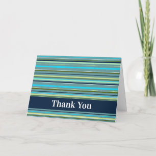 Modern Blue Yellow Green Stripes Abstract Thank You Card