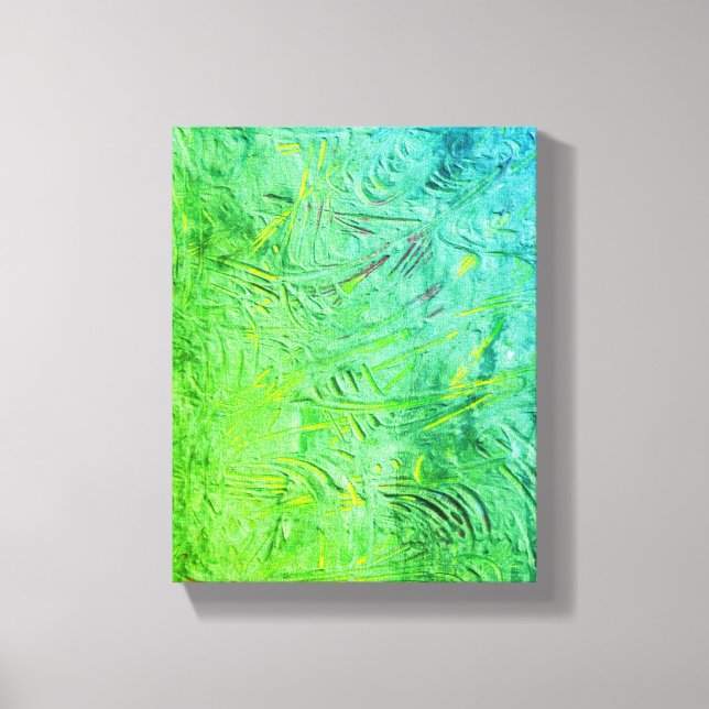 Modern Blue Yellow Green Trendy Abstract Art Canvas Print (Front)