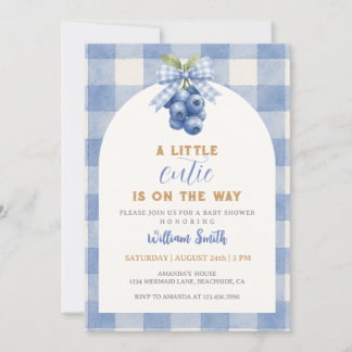 Modern Blueberries A little cutie baby shower Invitation
