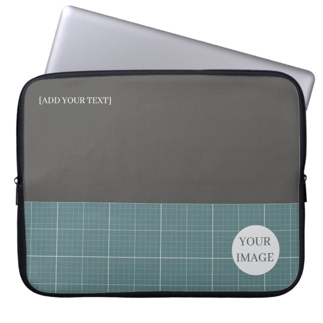 Modern Blueprint Geometric Grid Laptop Sleeve LS01 (Front)