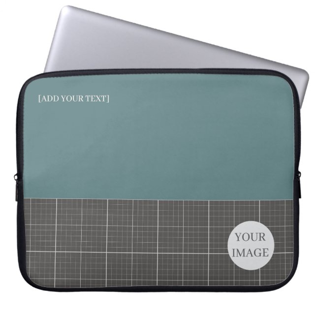 Modern Blueprint Geometric Grid Laptop Sleeve LS02 (Front)