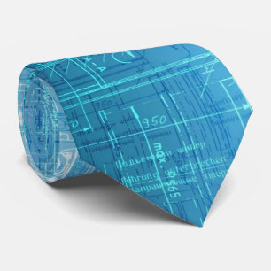 Modern Blueprint Tie - Artistic Flair in Blue