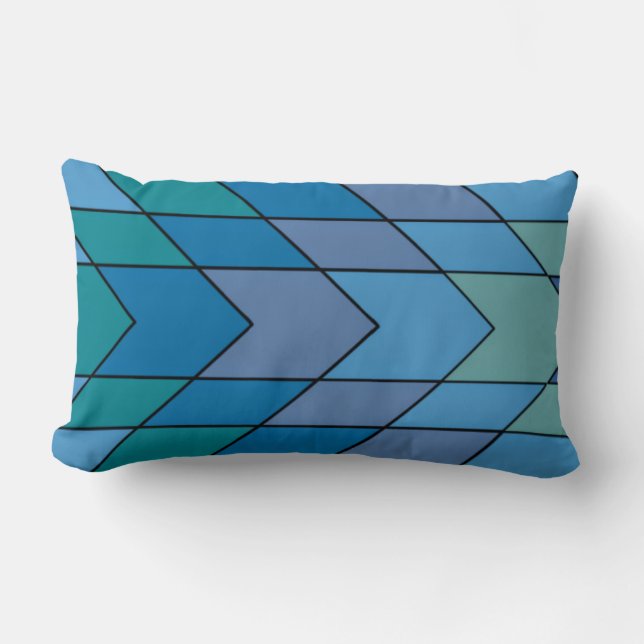 Modern Blues, and purple chevron pattern Lumbar Pillow (Front)