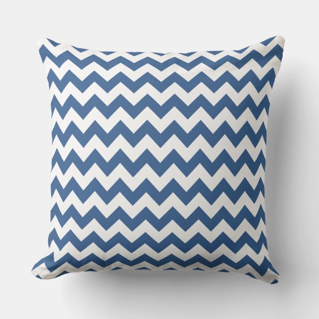 Modern BlueStriped Chevron Pattern Throw Pillow (Front)